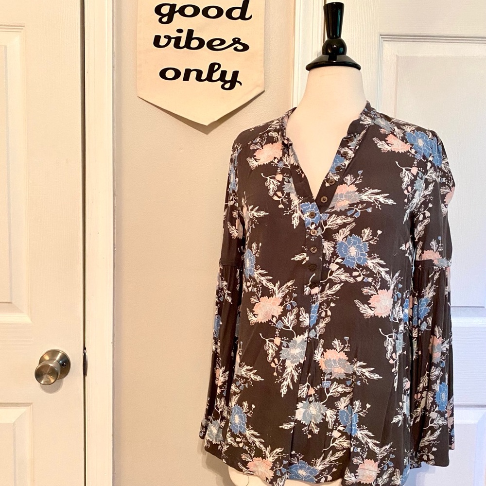 Free People Easy Girl Bell Sleeve Top XS